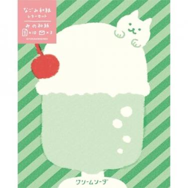 夏柄 レターセット クリームソーダとねこ