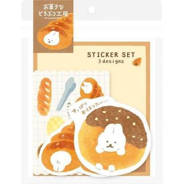 ステッカー3柄セット お菓子などうぶつ工房 すっぽりウサギ