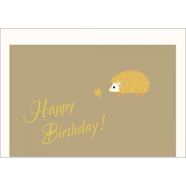 バースデーミニカード ハリネズミとクローバー