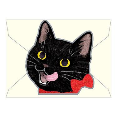ダイカットミニカード多目的 猫顔 黒ネコ