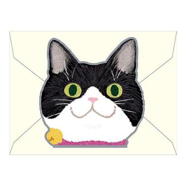 ダイカットミニカード多目的 猫顔 はちわれ
