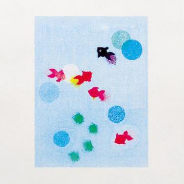 夏柄 便箋 ちぎり絵 金魚 水紋