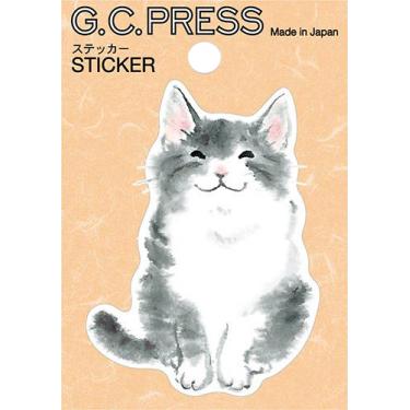 ステッカー 墨絵 ねこ