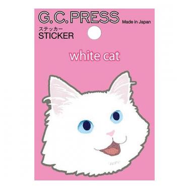 ステッカー 猫顔 白ネコ
