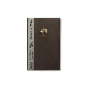 2025年12月始まり手帳 月間 A6 ポケット ハッピーモチーフ ハリネズミ