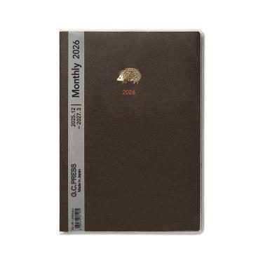 2025年12月始まり手帳 月間 B6 ハッピーモチーフ ハリネズミ