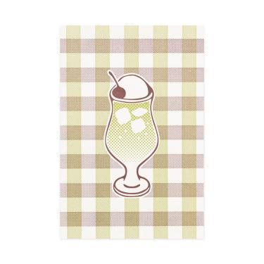 クリームソーダポストカード 喫茶にじいろ堂 ギンガムチェック/キウイ