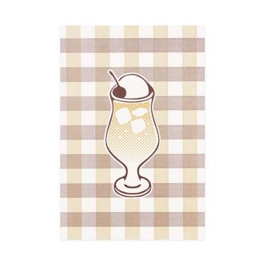 クリームソーダポストカード 喫茶にじいろ堂 ギンガムチェック/レモン