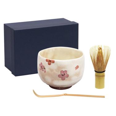 お抹茶 3点セット 380ml さくら絵付け