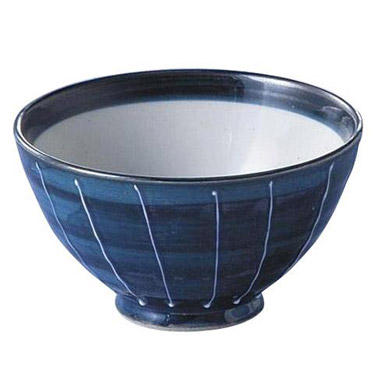 飯碗 一珍十草 青 藍花