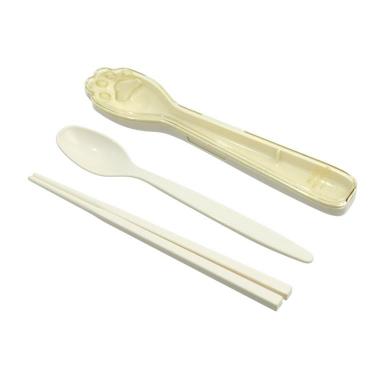 にくきゅうコンビセット 箸・スプーン各18cm ホワイト