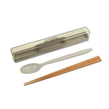 抗菌箸入りコンビセット 箸・スプーン各20cm サンドベージュ