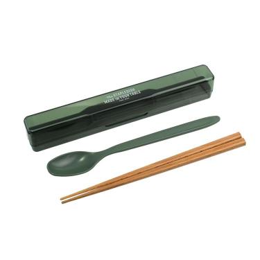 抗菌箸入りコンビセット 箸・スプーン各20cm グリーン