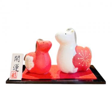 R-141 ちぎり和紙 紅白親子 福丸午