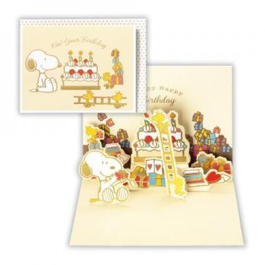 バースデーグリーティングカード スヌーピーケーキとはしご