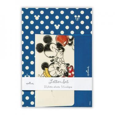 レターセット ディズニー ミッキードット青