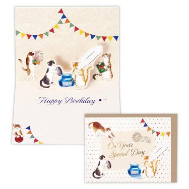 バースデーカード 立体 レターキャッツ