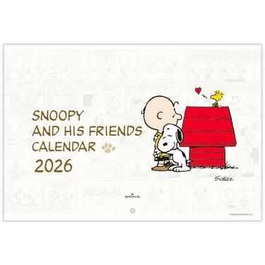 2026年1月始まりカレンダー 壁掛け 二つ折り 小 ピーナッツ