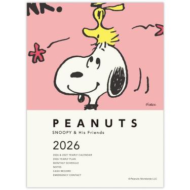 2025年10月始まり手帳 月間 A6 スヌーピー スマイル コーラルピンク