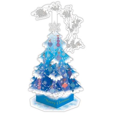 クリスマスカード 立体 クリアフライングサンタツリー