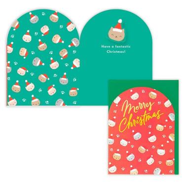 クリスマスカード バネねこフェイス