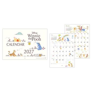 2027年1月始まり 二つ折りカレンダー大 ディズニー くまのプーさん