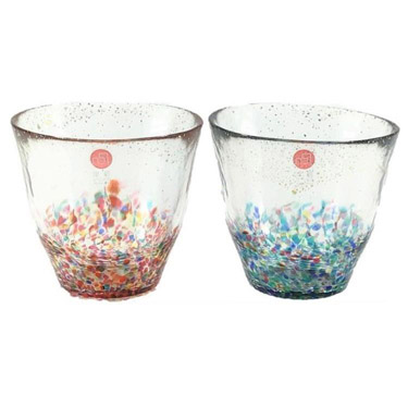まつり・はなびロックグラスペアセット 330ml 津軽びいどろ