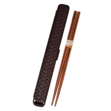 あじろ箸箱セット 23.0 溜