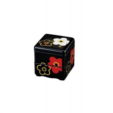 ミニお重珍味角 黒華文様梅 80ml 黒