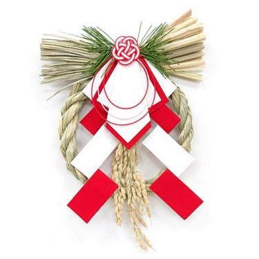 国産 正月 リース 本わら 紅白 稲穂飾り 801