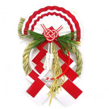 国産正月リース 本わら紅白稲穂飾り 802