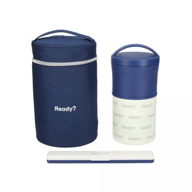 タテ型保温ランチジャー バック付 570ml ネイビー お弁当箱【ロフト限定】