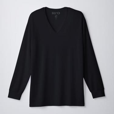 Vネックインナー長袖 ブラック S