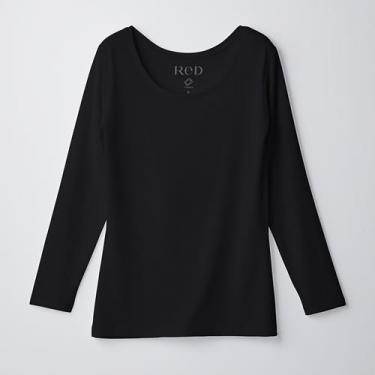 Uネックインナー長袖 ブラック S