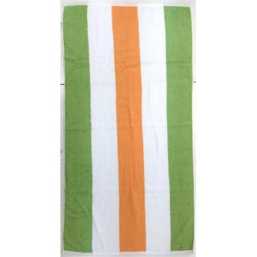 リバーシブルストライプ バスタオル 60×120cm グリーン×オレンジ