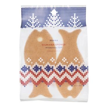 おさかなスポンジ 冬のおくりもの 2個入 ライトブラウン