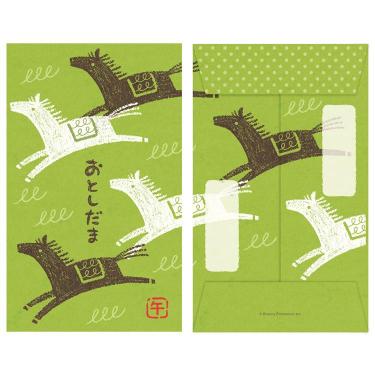 年賀ポチ袋 干支柄 跳ね馬 3枚入り