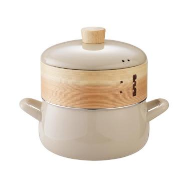 せいろ付きホーロー鍋 20cm グレージュ