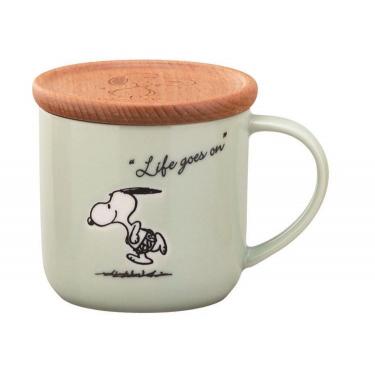 木製 コースター付マグ グリーン ピーナッツ