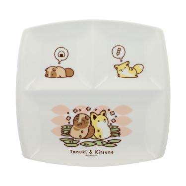 仕切り皿 タヌキとキツネ 腹ぺこ