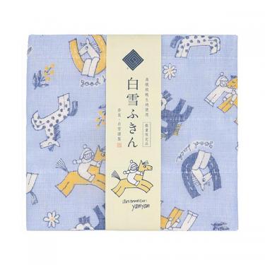 白雪友禅ふきん 30×40cm Horse ブルー