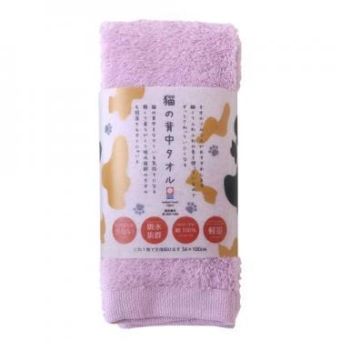 猫の背中タオル 34×100cm パープル