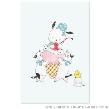 ポストカード トコロコムギ×サンリオキャラクターズ ポチャッコと仲良しアイスクリームにゃんこ