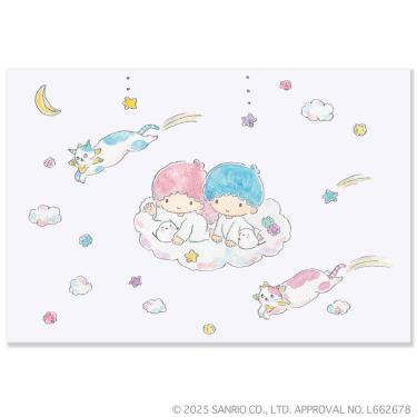 ポストカード トコロコムギ×サンリオキャラクターズ キキ&ララと夜空の流れ星にゃんこ