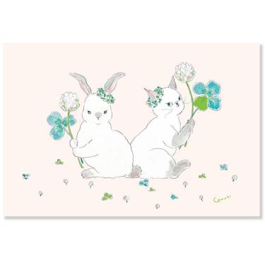 春柄 ポストカード トコロコムギ うさぎとクローバー