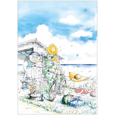 夏柄 ポストカード 内田新哉 海とバス停（内海）