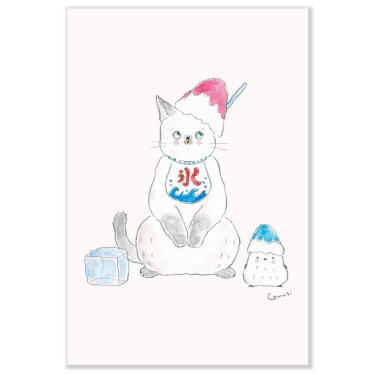 夏柄 ポストカード トコロコムギ PG-277s 猫 かき氷(猫 かき氷
