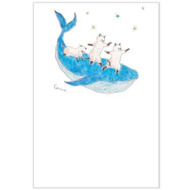 暑中見舞い ポストカード トコロコムギ 3枚入 猫 クジラ
