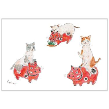 ポストカード トコロコムギ 赤べこ