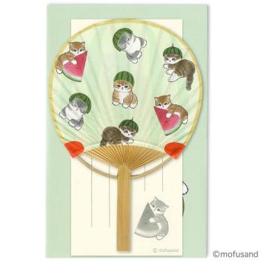 竹うちわ グリーティングカード モフサンド スイカ